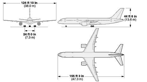 disegno in scala del Boeing 757